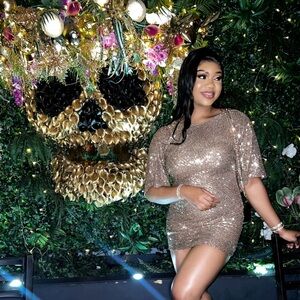 Zara gold/brown mini dress. Worn once. Pretty much new